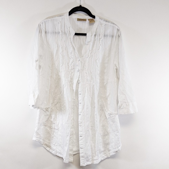 Art and Soul | White 100% Cotton Button down top - Picture 1 of 8